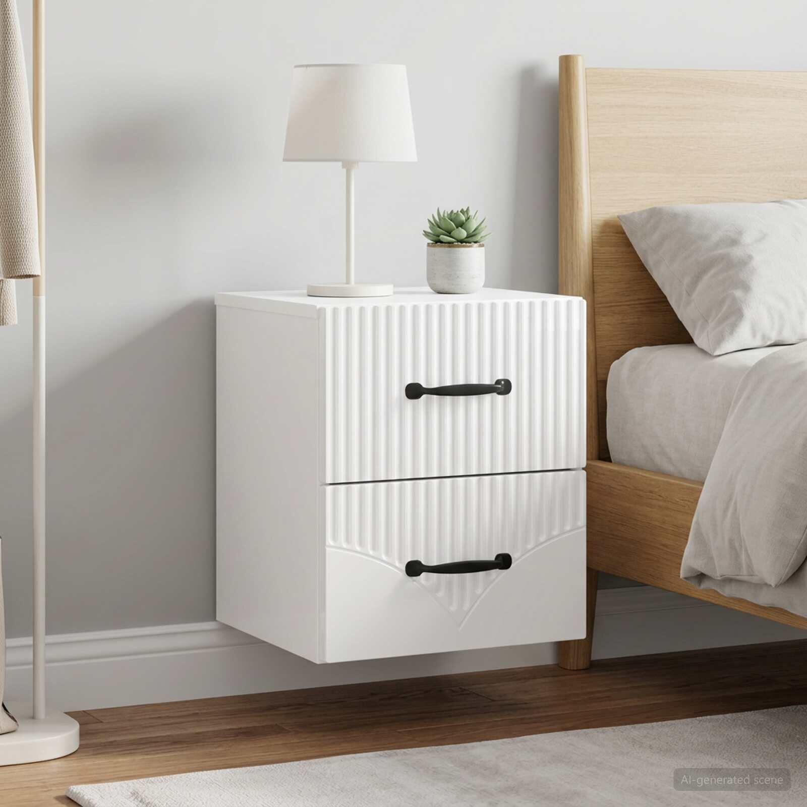 vidaXL Спален шкаф с монтаж на стена 2 бр. Бял гланц 345 x 33 x 40 см