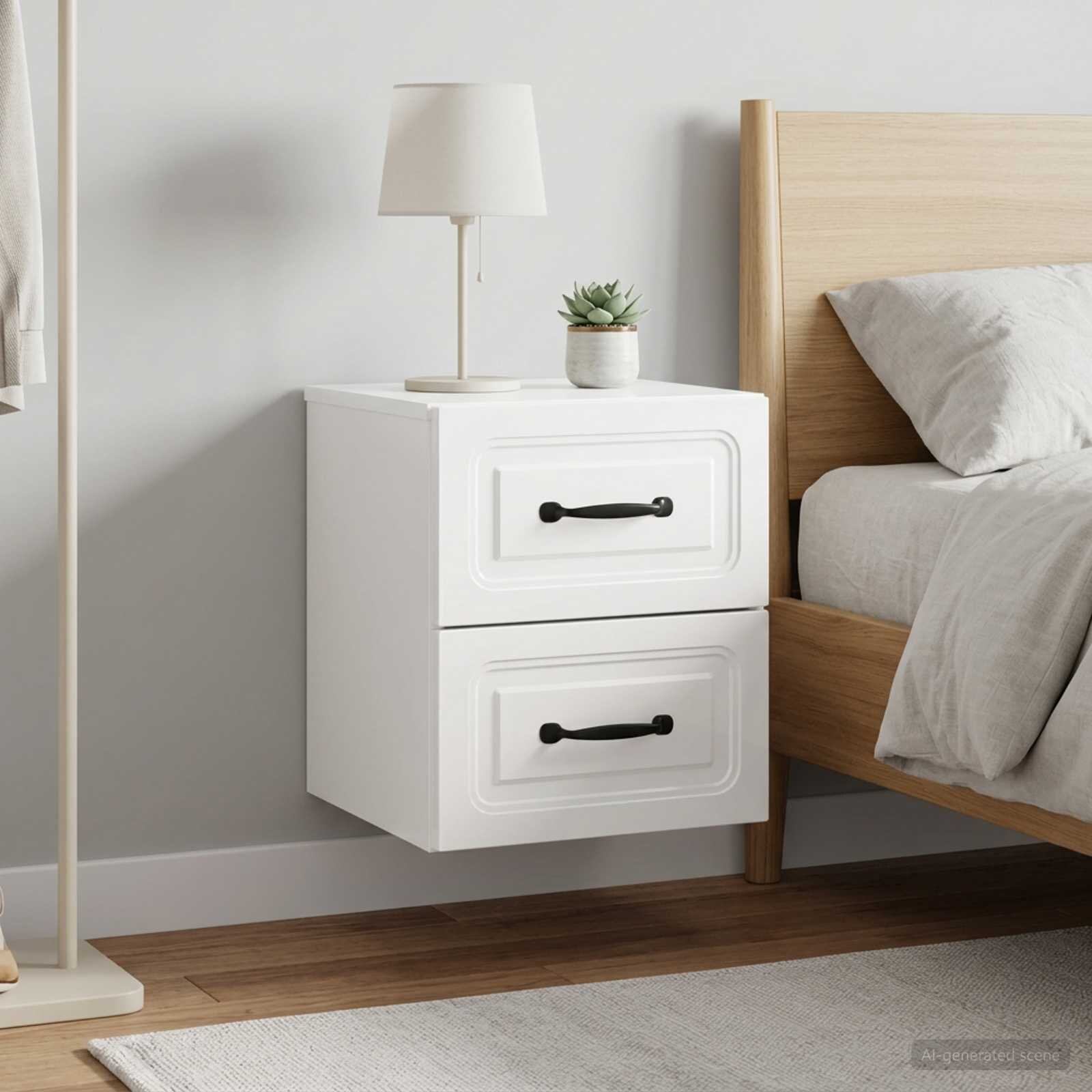 vidaXL Спален шкаф с монтаж на стена 2 бр. Бял гланц 345 x 33 x 40 см