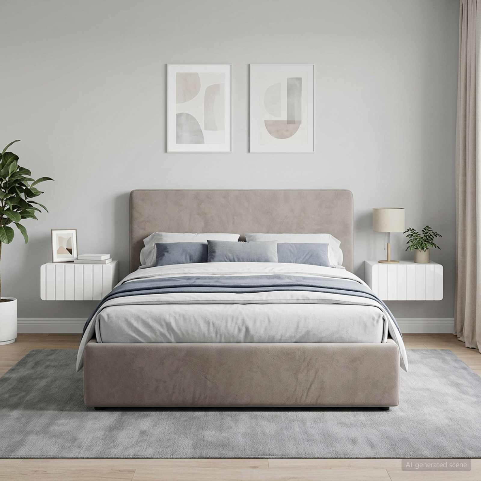 vidaXL Спален шкаф с монтаж на стена 2 бр. Бял гланц 49 x 345 x 24 см