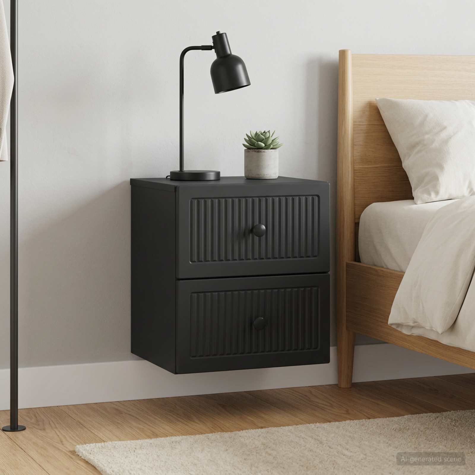 vidaXL Спален шкаф с монтаж на стена 2 бр. Черно 33 x 345 x 40 см