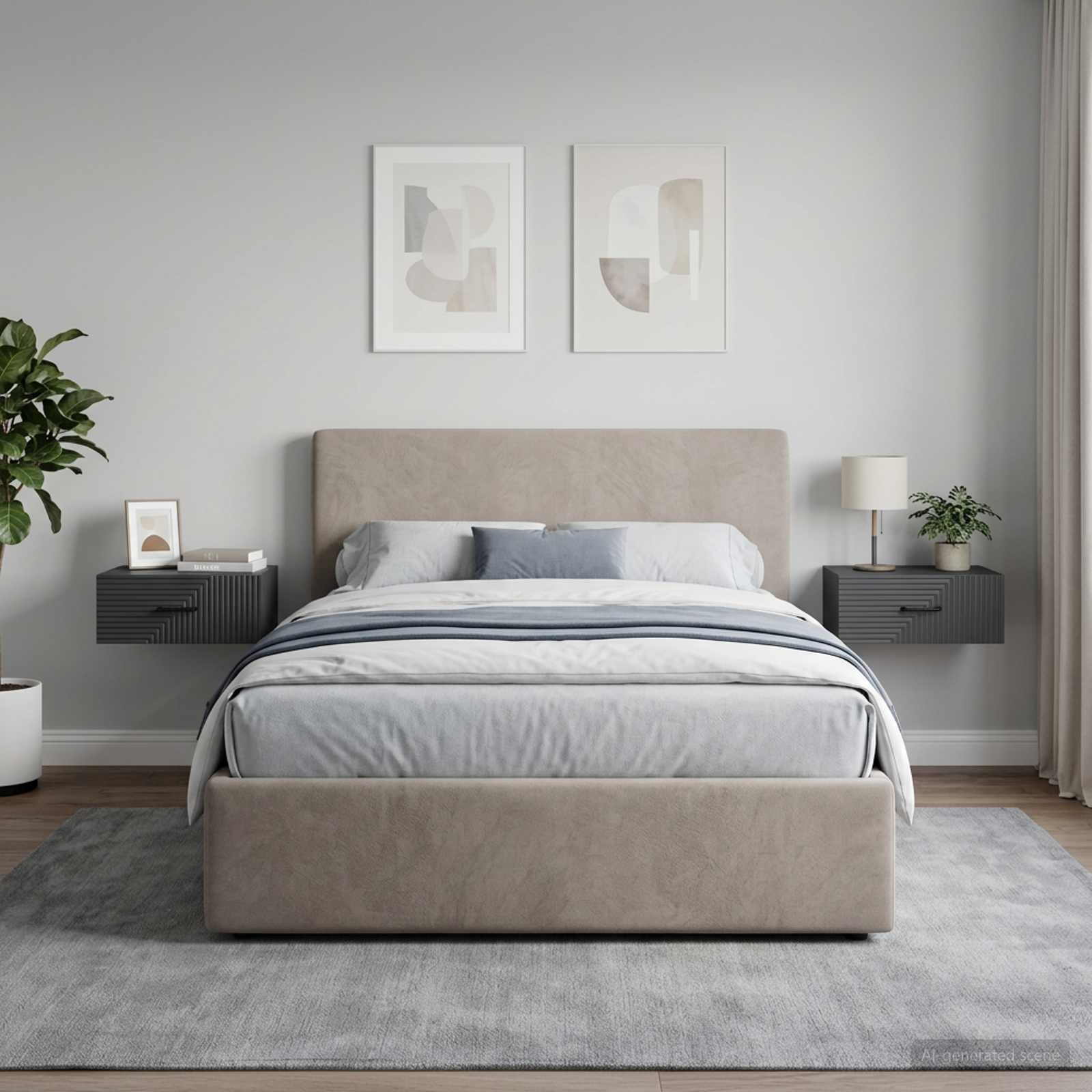 vidaXL Спален шкаф с монтаж на стена 2 бр. Черно 49 x 345 x 20 см