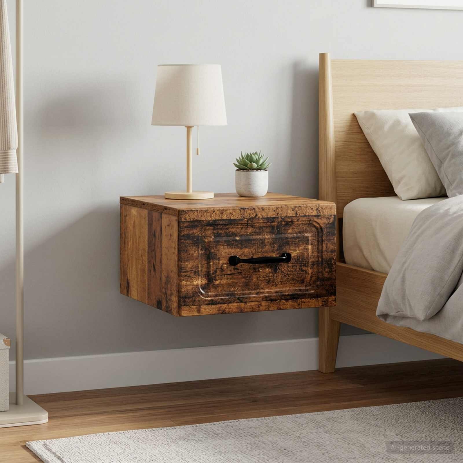 vidaXL Спален шкаф с монтаж на стена 2 бр. Старо дърво