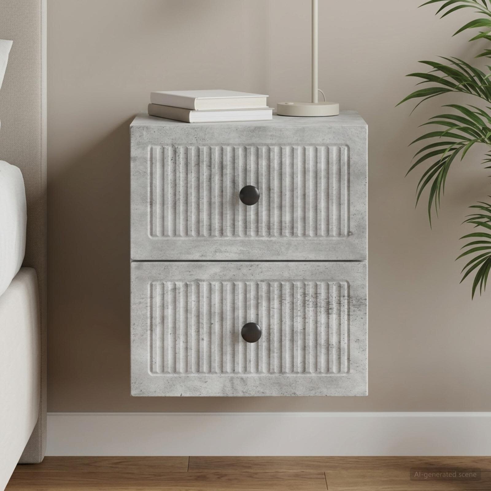 vidaXL Спален шкаф с монтаж на стена Бетонно сиво 33 x 345 x 40 см