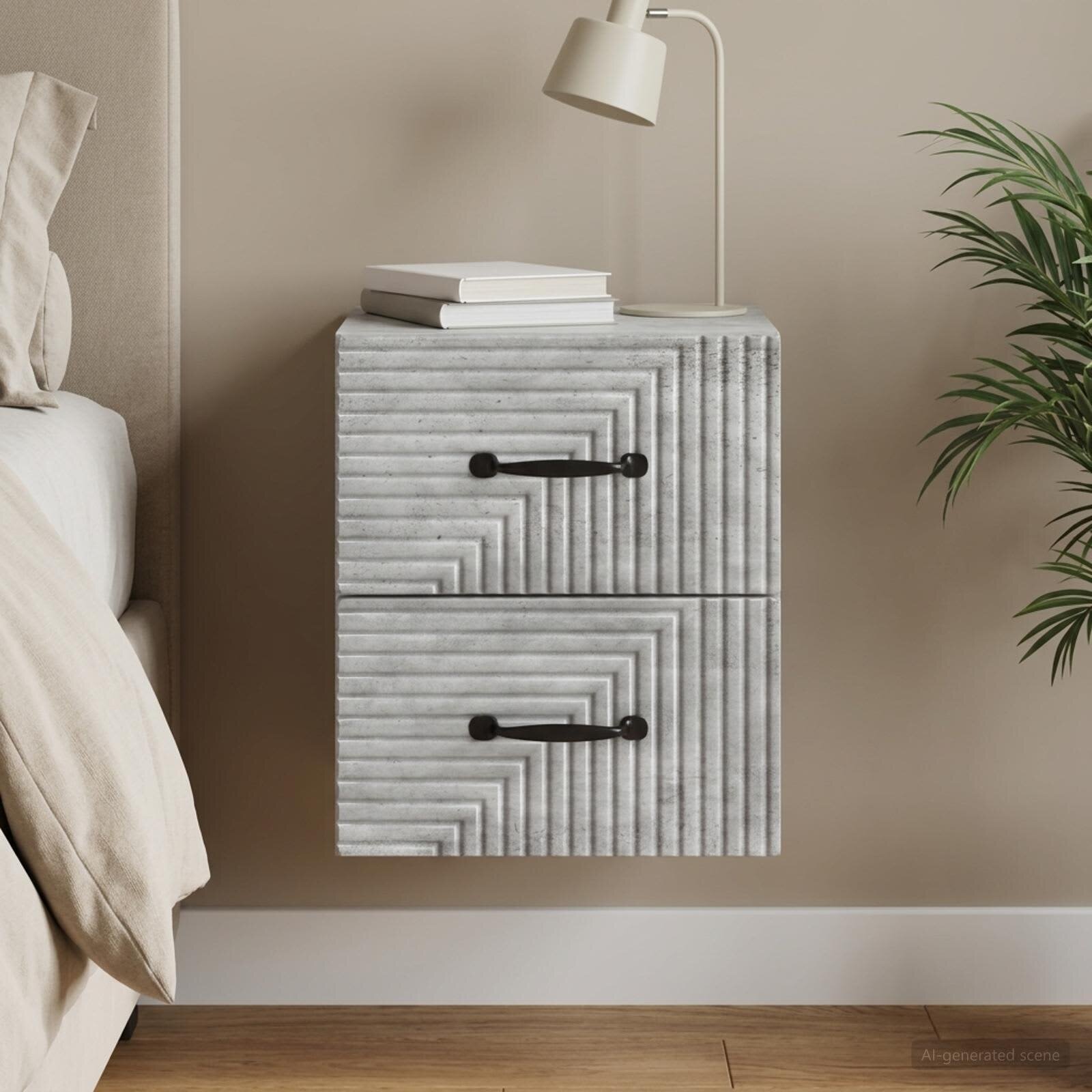 vidaXL Спален шкаф с монтаж на стена Бетонно сиво 345 x 33 x 40 см