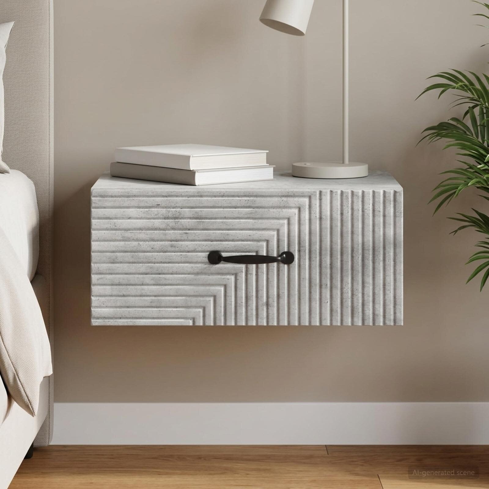 vidaXL Спален шкаф с монтаж на стена Бетонно сиво 49 x 345 x 20 см