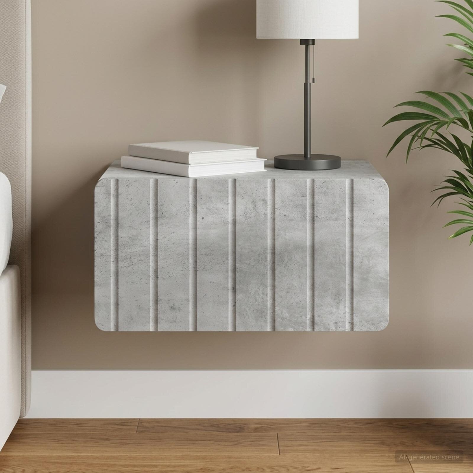 vidaXL Спален шкаф с монтаж на стена Бетонно сиво 49 x 345 x 24 см