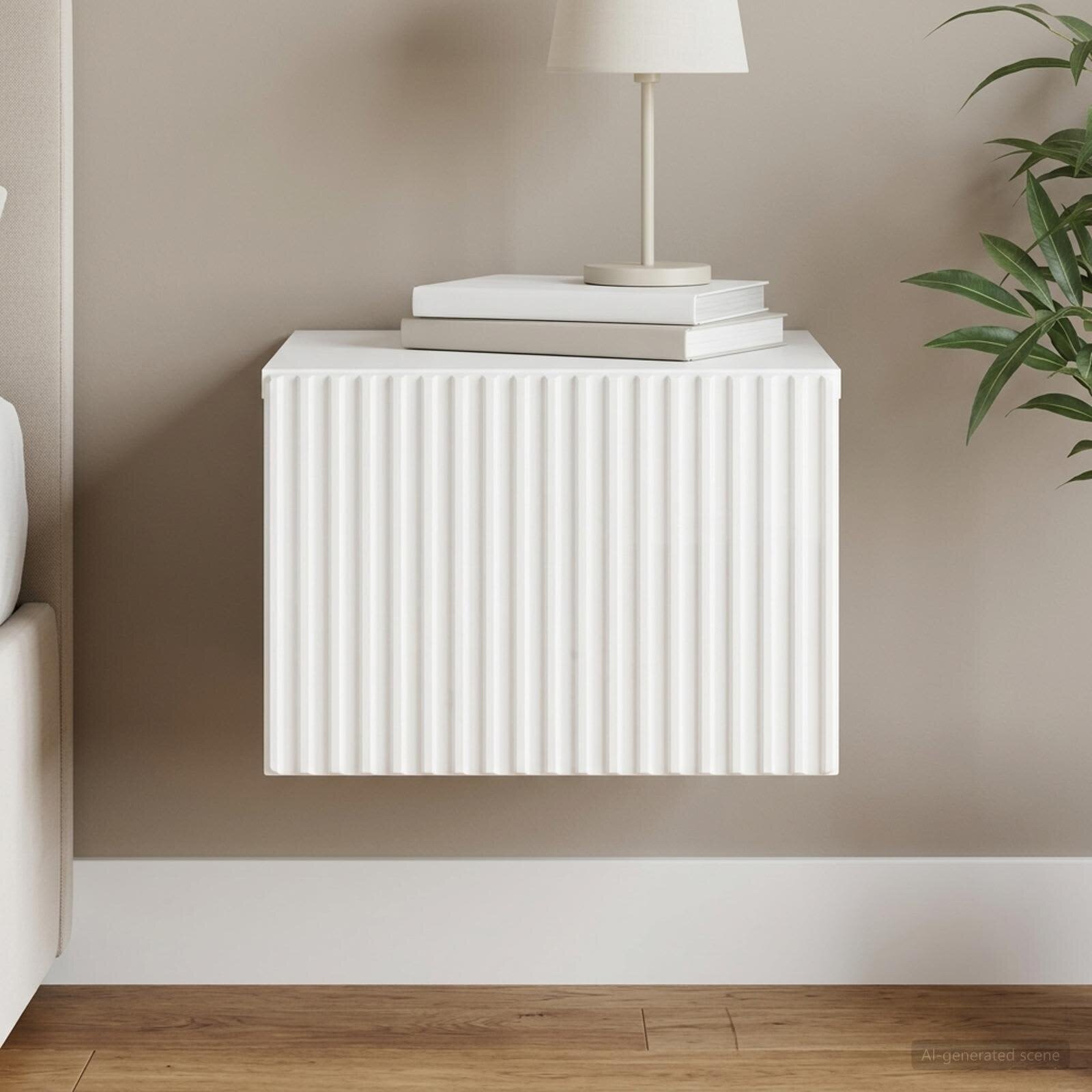 vidaXL Спален шкаф с монтаж на стена Бял гланц 33 x 345 x 20 см