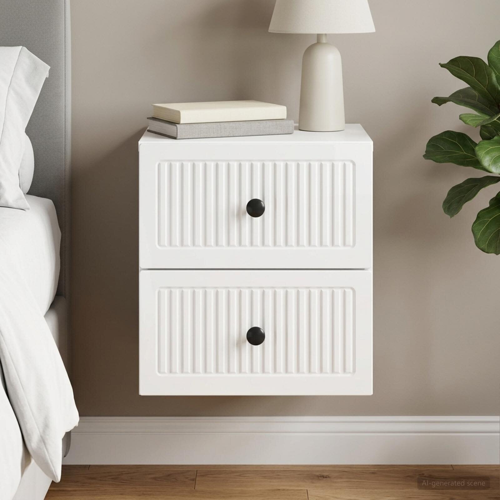 vidaXL Спален шкаф с монтаж на стена Бял гланц 33 x 345 x 40 см