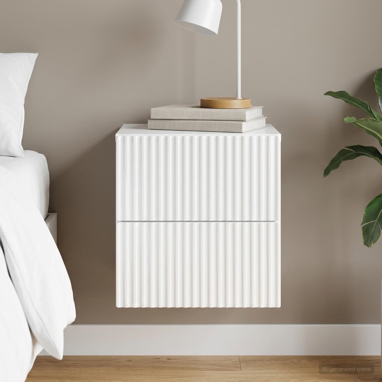 vidaXL Спален шкаф с монтаж на стена Бял гланц 33 x 345 x 40 см
