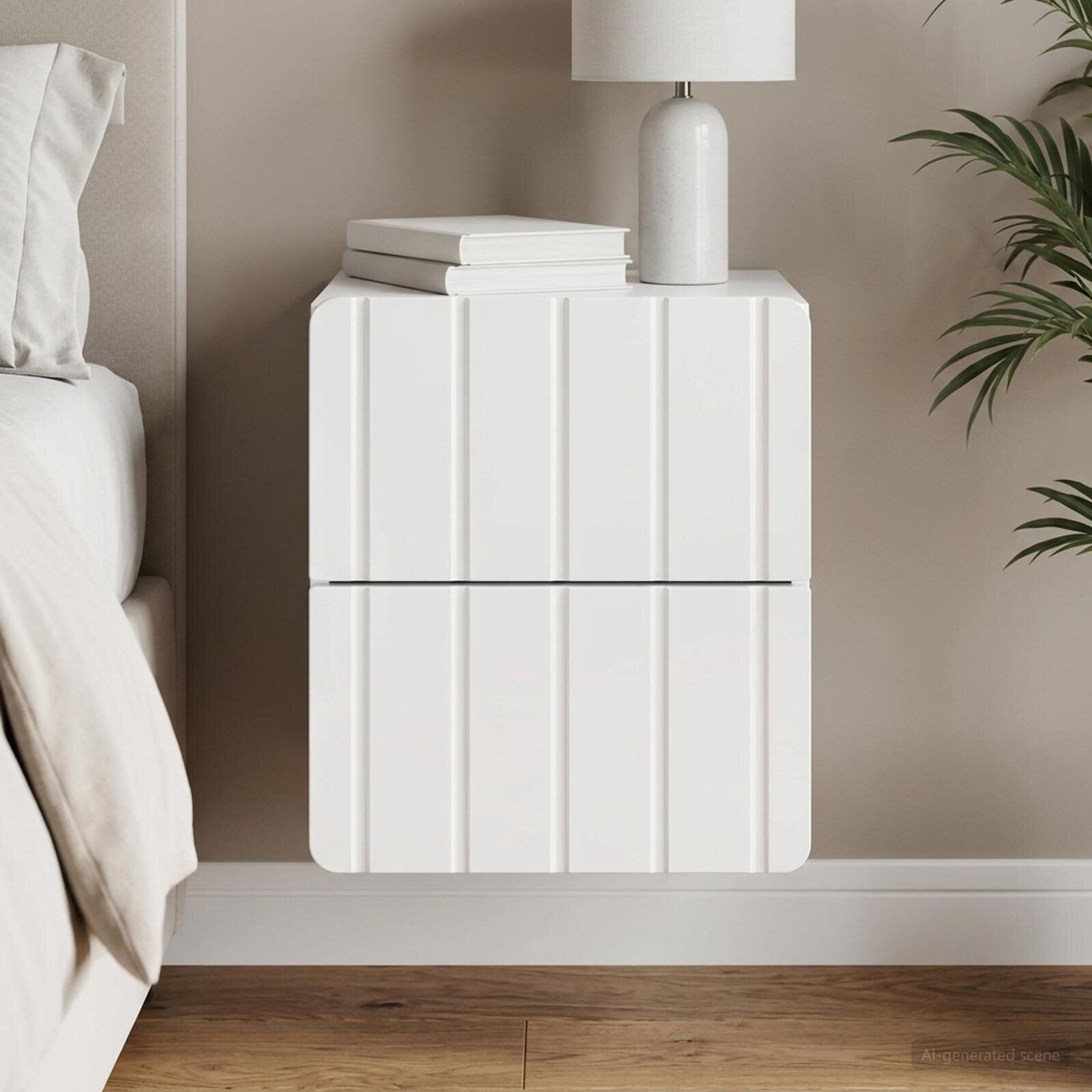 vidaXL Спален шкаф с монтаж на стена Бял гланц 33 x 345 x 43 см