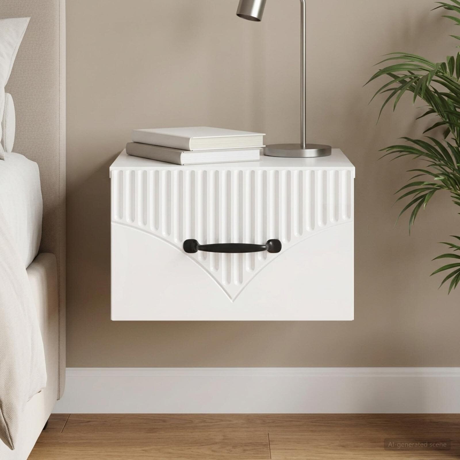 vidaXL Спален шкаф с монтаж на стена Бял гланц 345 x 33 x 20 см