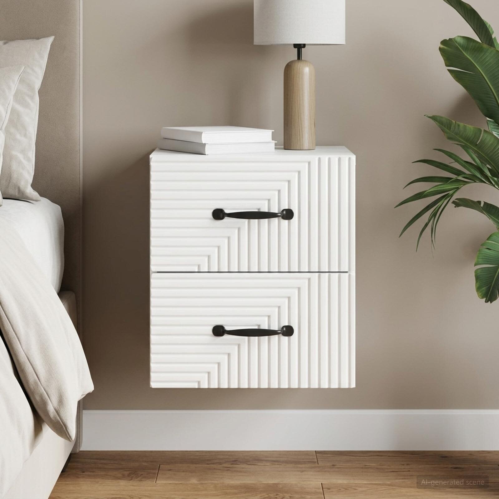 vidaXL Спален шкаф с монтаж на стена Бял гланц 345 x 33 x 40 см