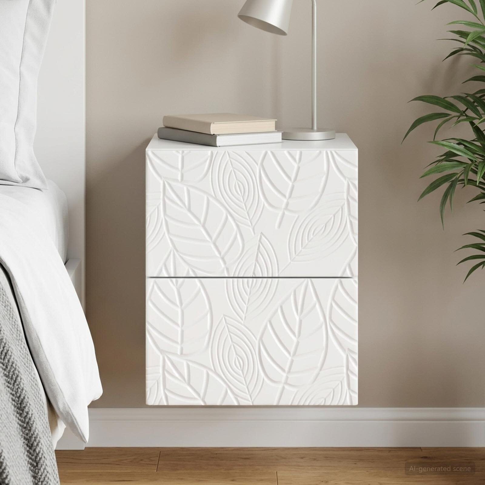 vidaXL Спален шкаф с монтаж на стена Бял гланц 345 x 33 x 40 см