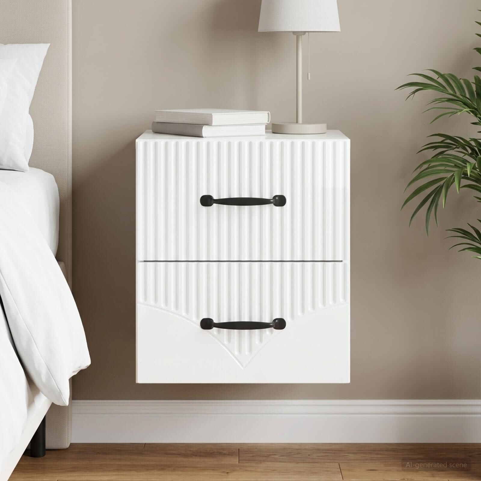 vidaXL Спален шкаф с монтаж на стена Бял гланц 345 x 33 x 40 см
