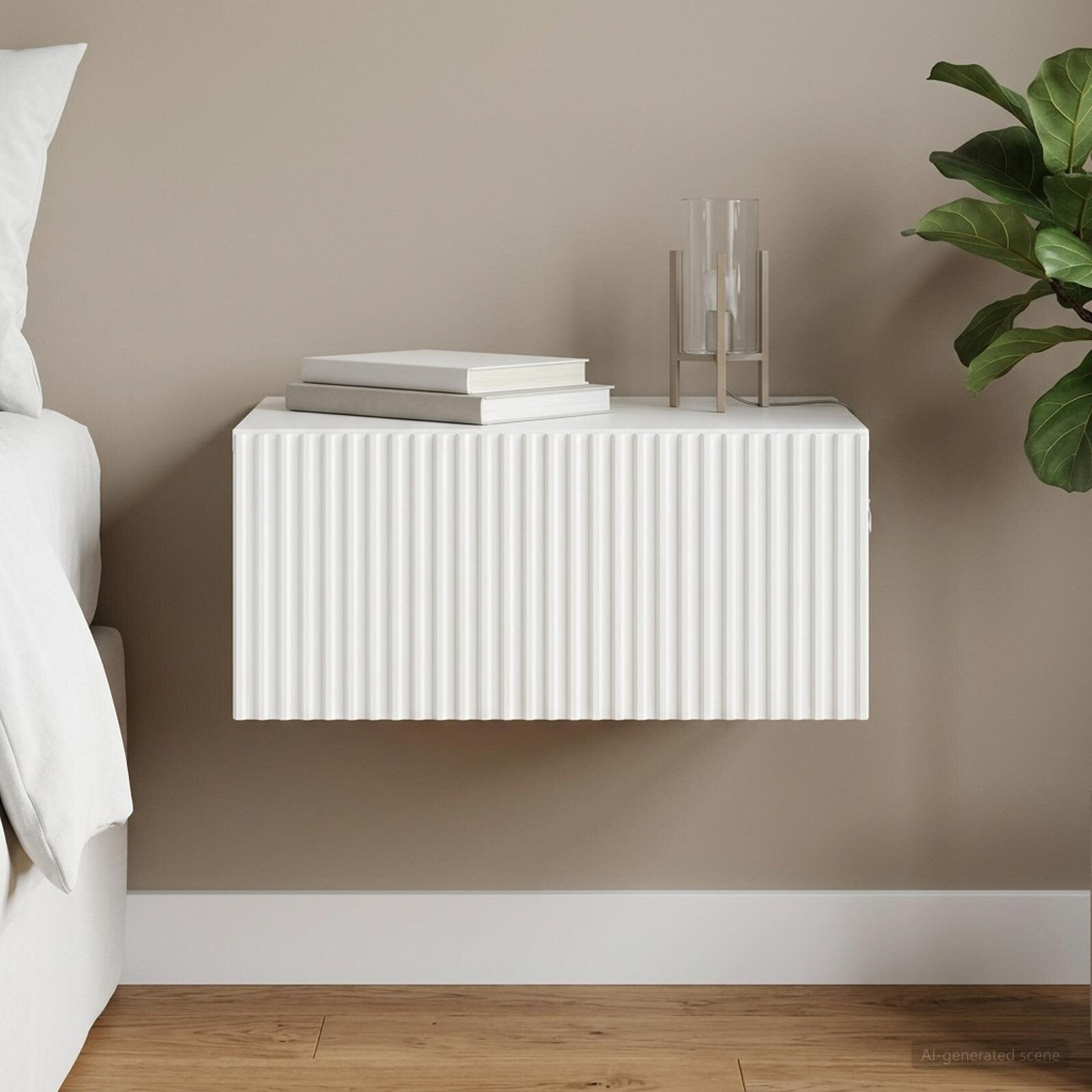 vidaXL Спален шкаф с монтаж на стена Бял гланц 49 x 345 x 20 см