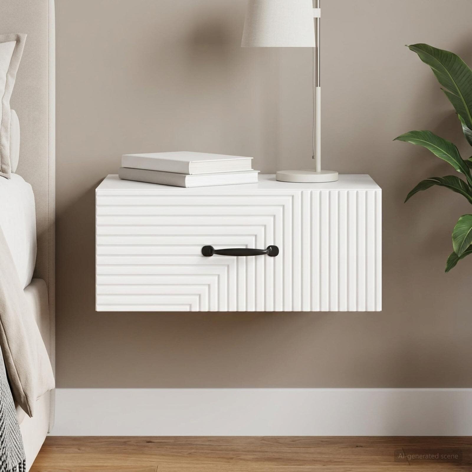 vidaXL Спален шкаф с монтаж на стена Бял гланц 49 x 345 x 20 см