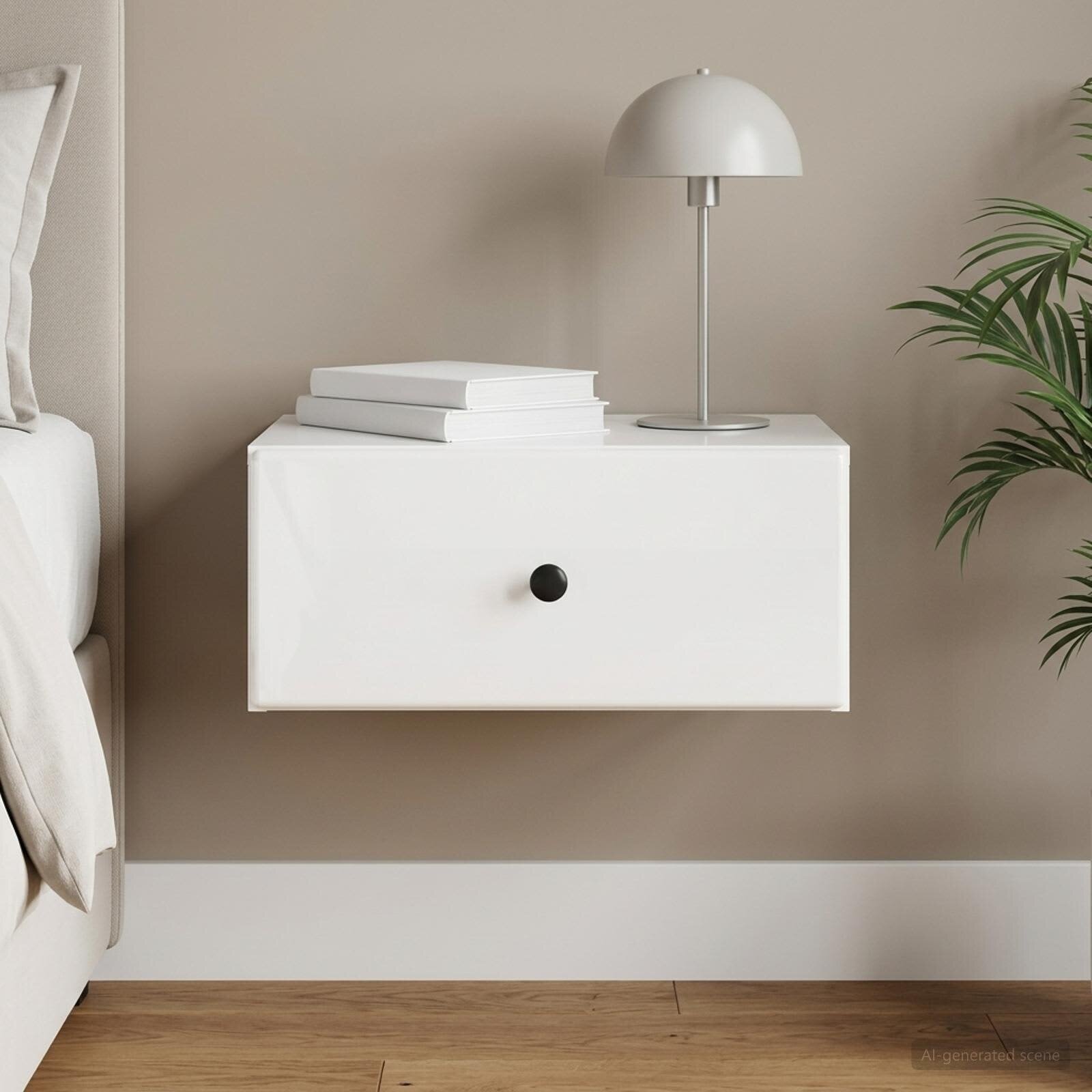 vidaXL Спален шкаф с монтаж на стена Бял гланц 49 x 345 x 20 см