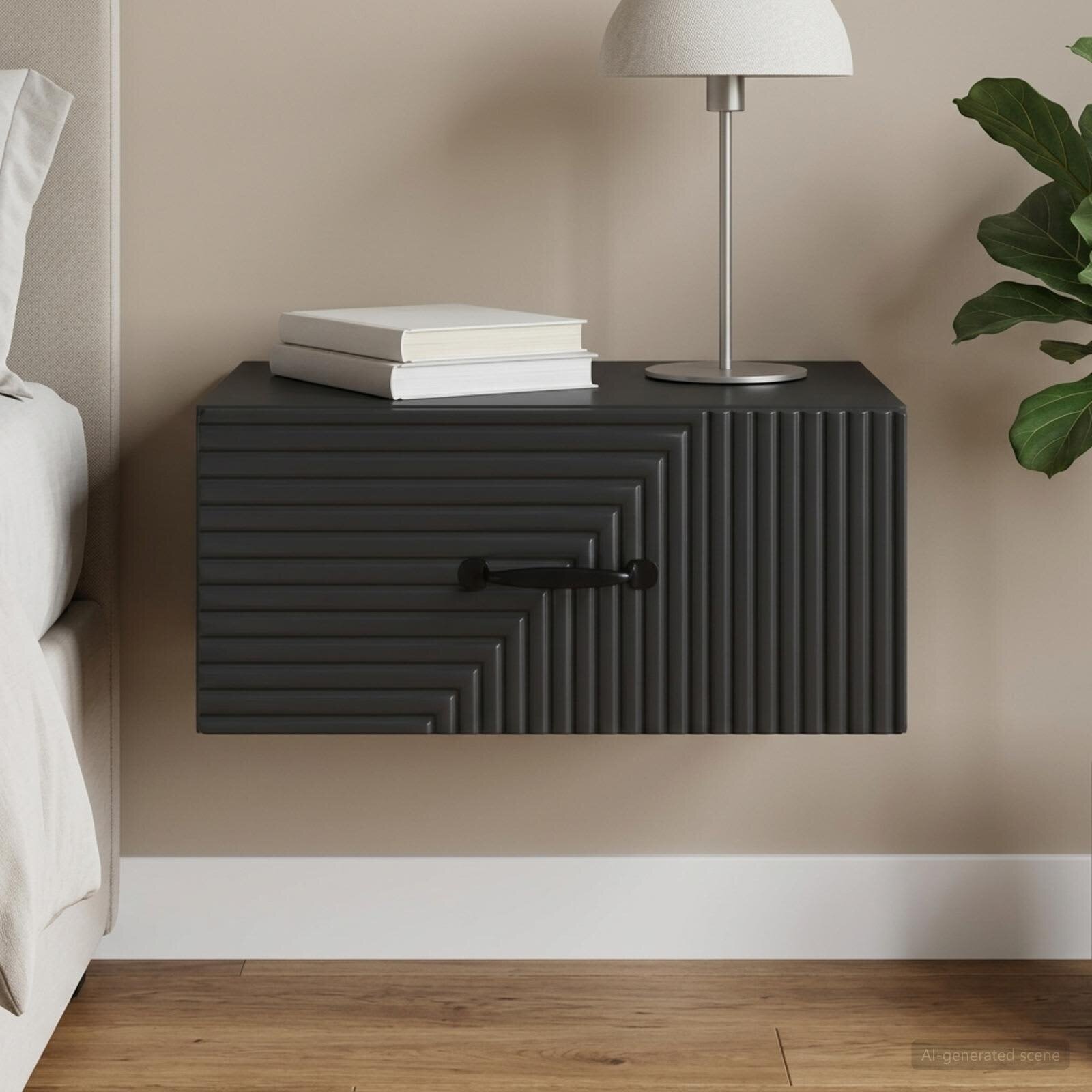 vidaXL Спален шкаф с монтаж на стена Черно 49 x 345 x 20 см