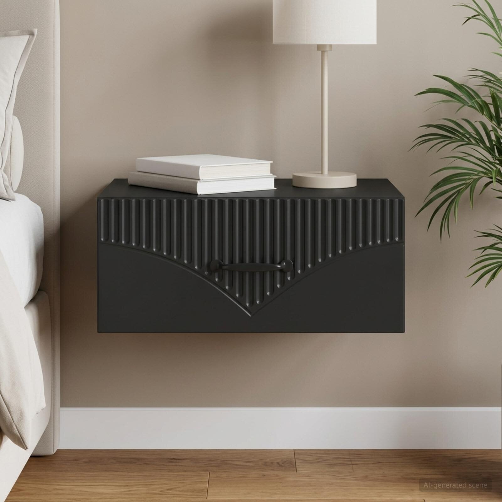 vidaXL Спален шкаф с монтаж на стена Черно 49 x 345 x 20 см