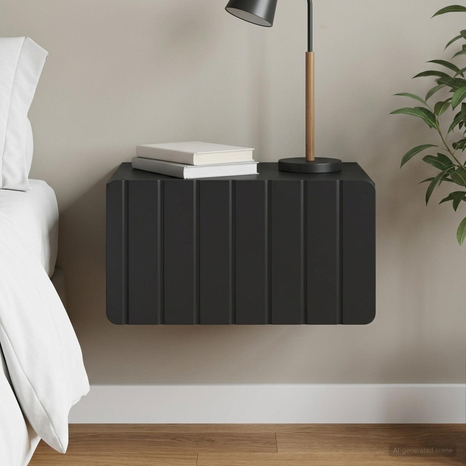 vidaXL Спален шкаф с монтаж на стена Черно 49 x 345 x 24 см