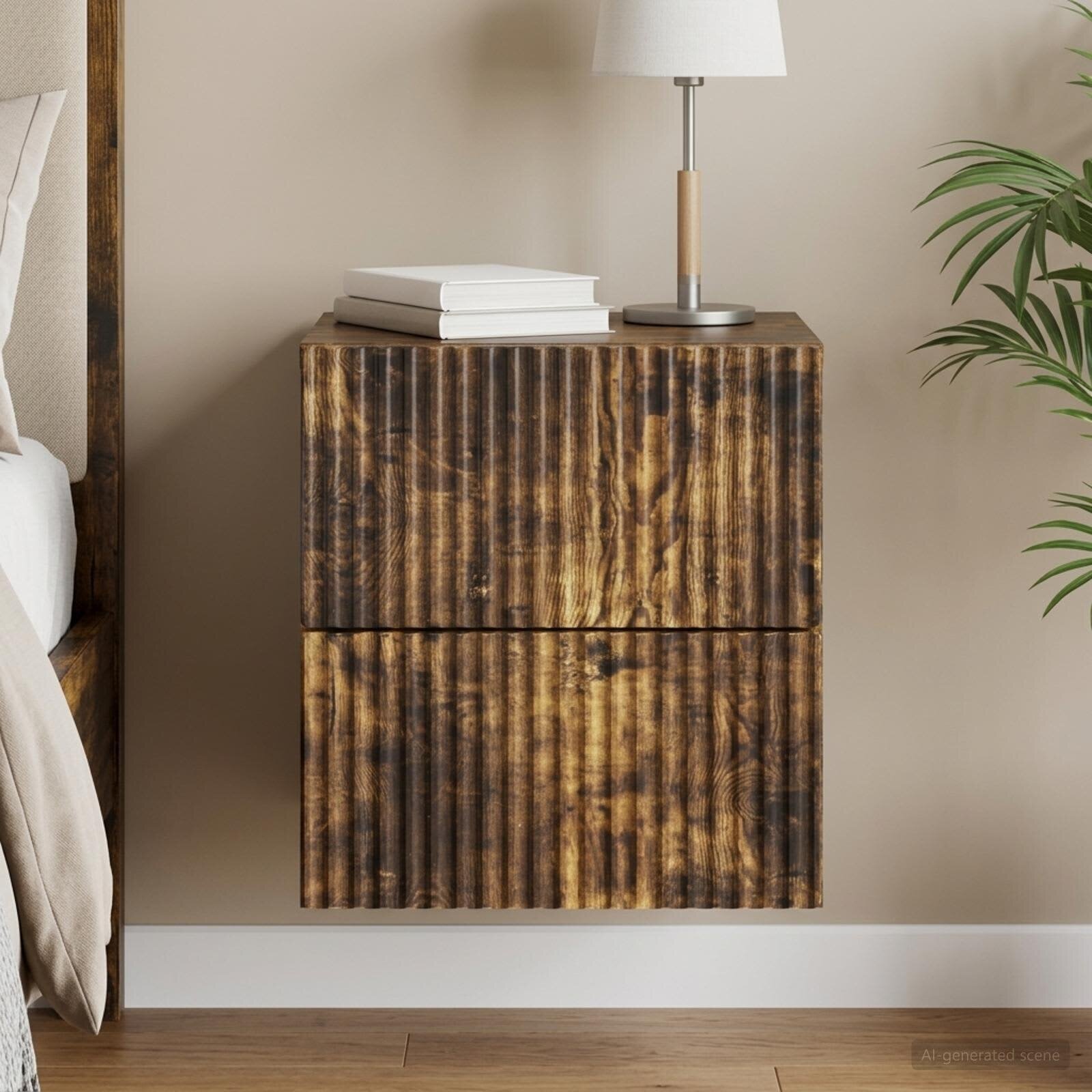 vidaXL Спален шкаф с монтаж на стена Опушен дъб 33 x 345 x 40 см