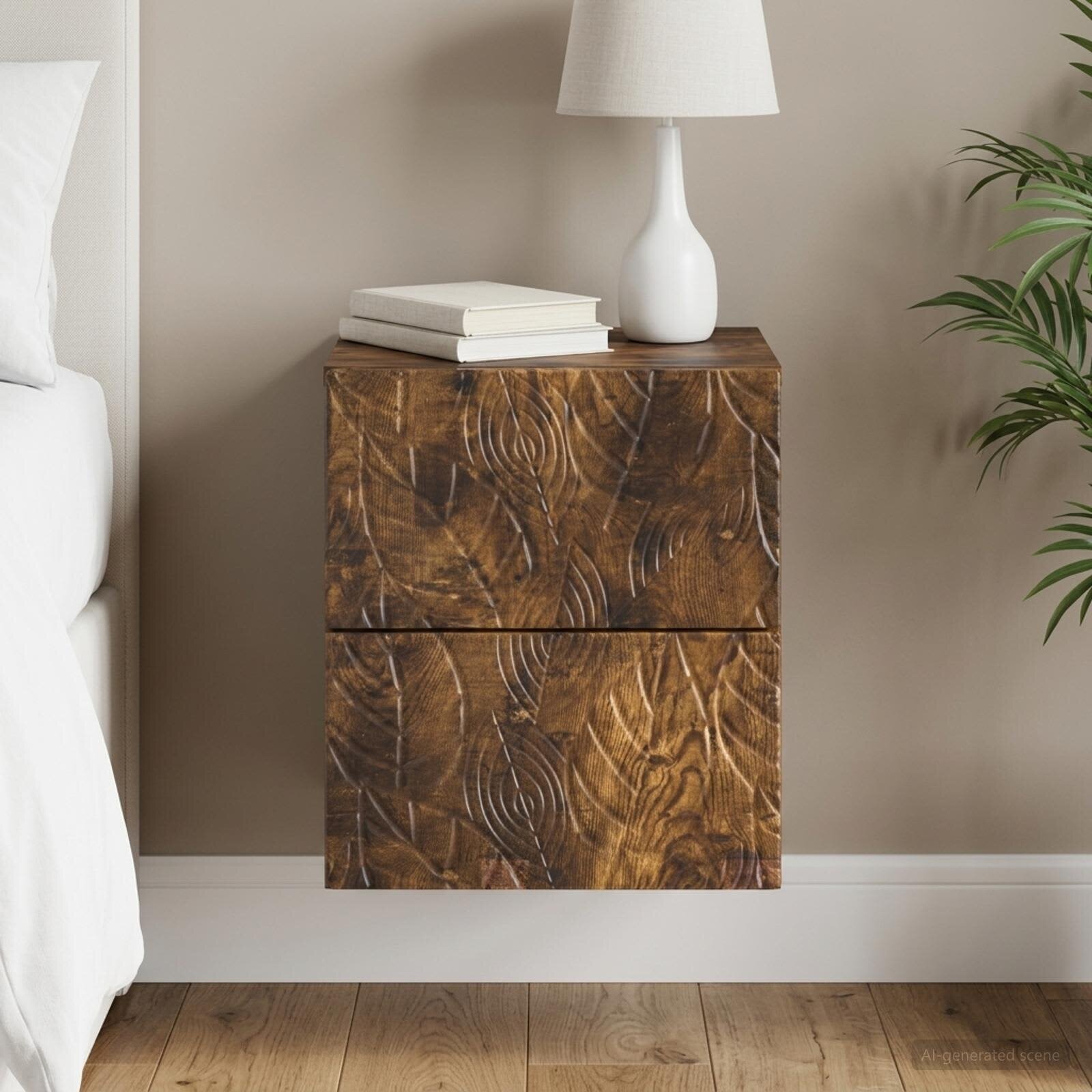 vidaXL Спален шкаф с монтаж на стена Опушен дъб 345 x 33 x 40 см