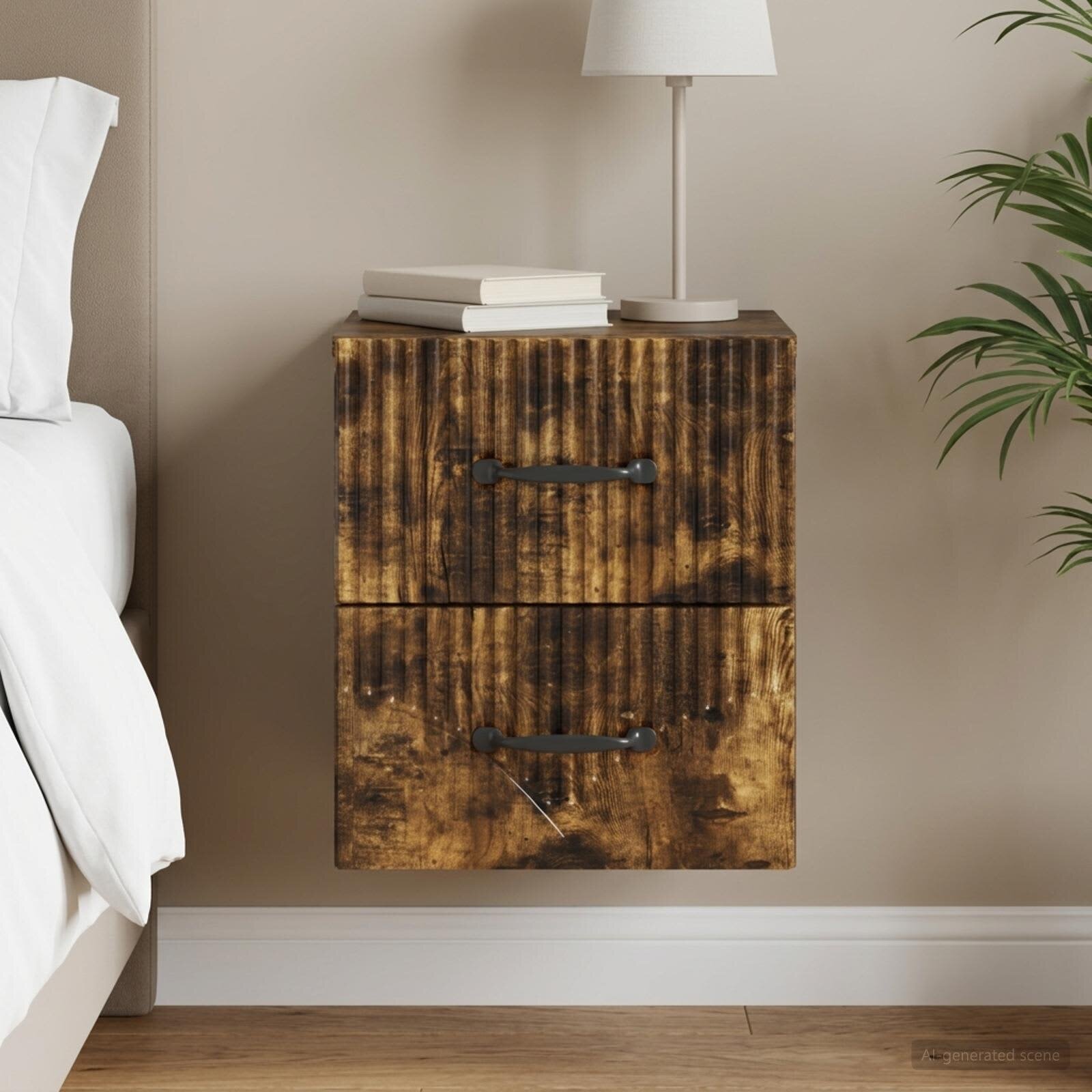 vidaXL Спален шкаф с монтаж на стена Опушен дъб 345 x 33 x 40 см