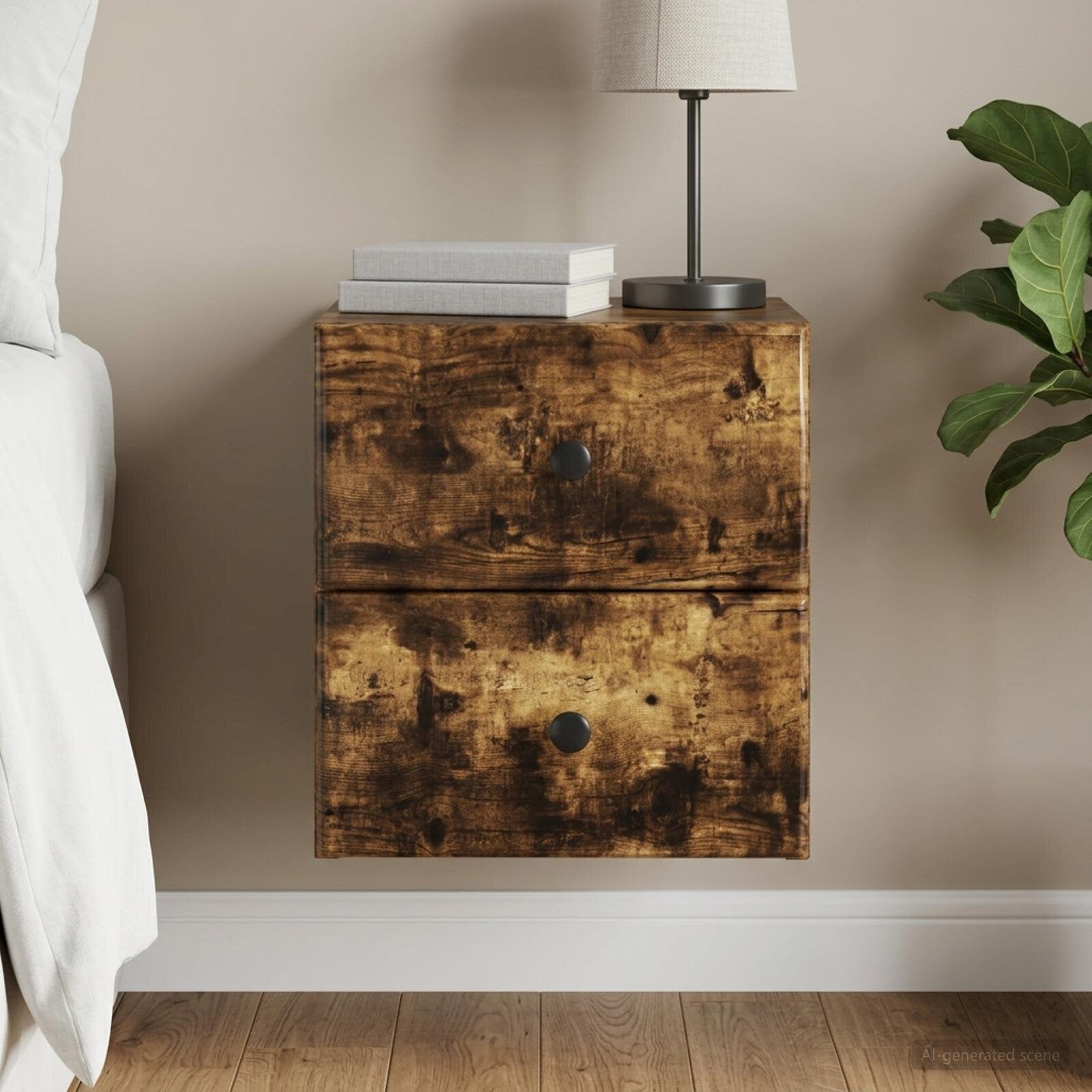vidaXL Спален шкаф с монтаж на стена Опушен дъб 345 x 33 x 40 см