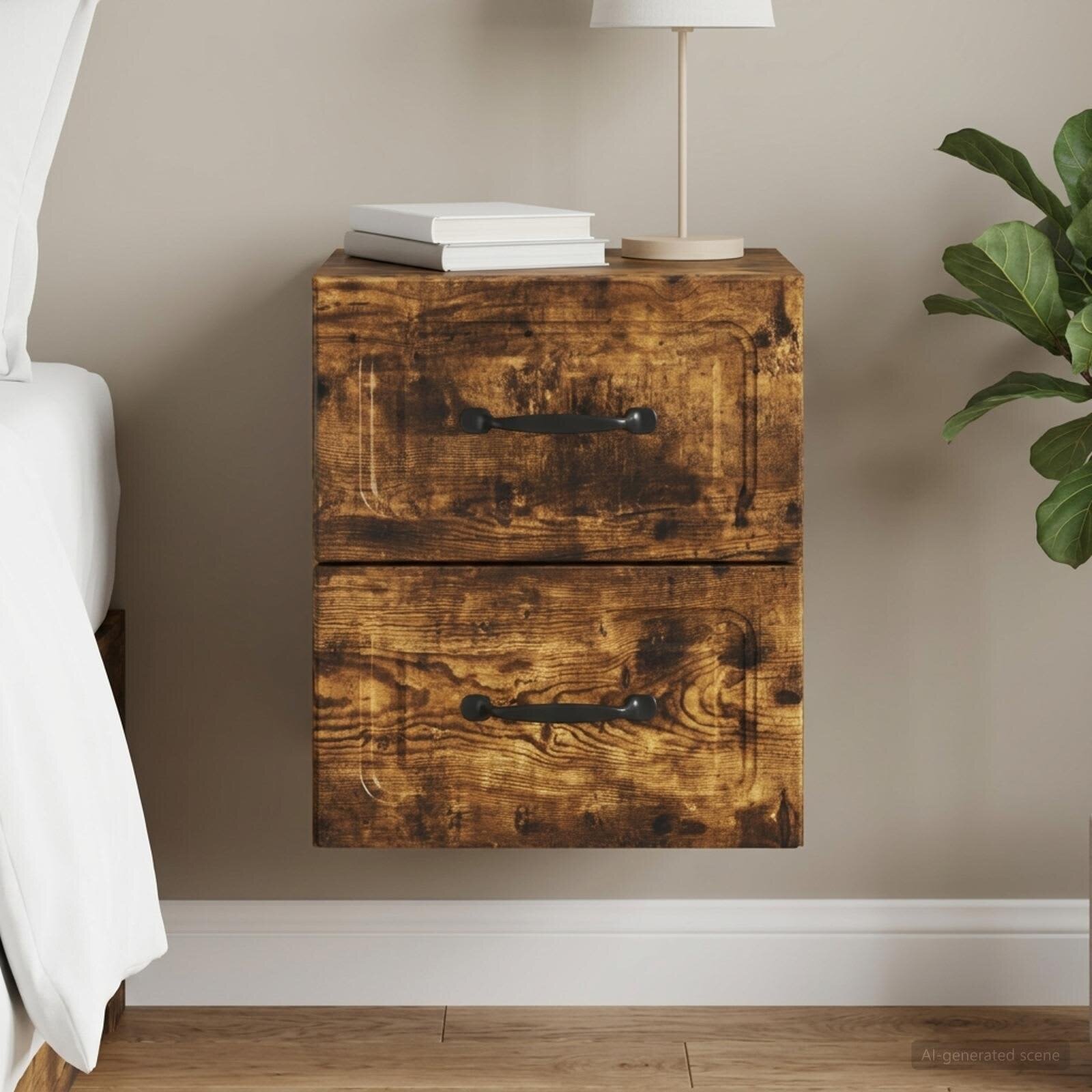 vidaXL Спален шкаф с монтаж на стена Опушен дъб 345 x 33 x 40 см