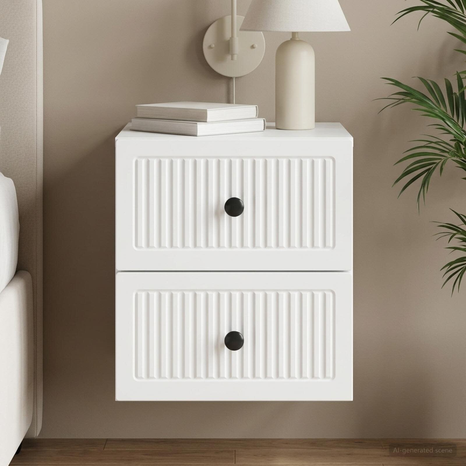 vidaXL Спален шкаф с монтаж на стена с чекмедже Бяло 33 x 345 x 40 см