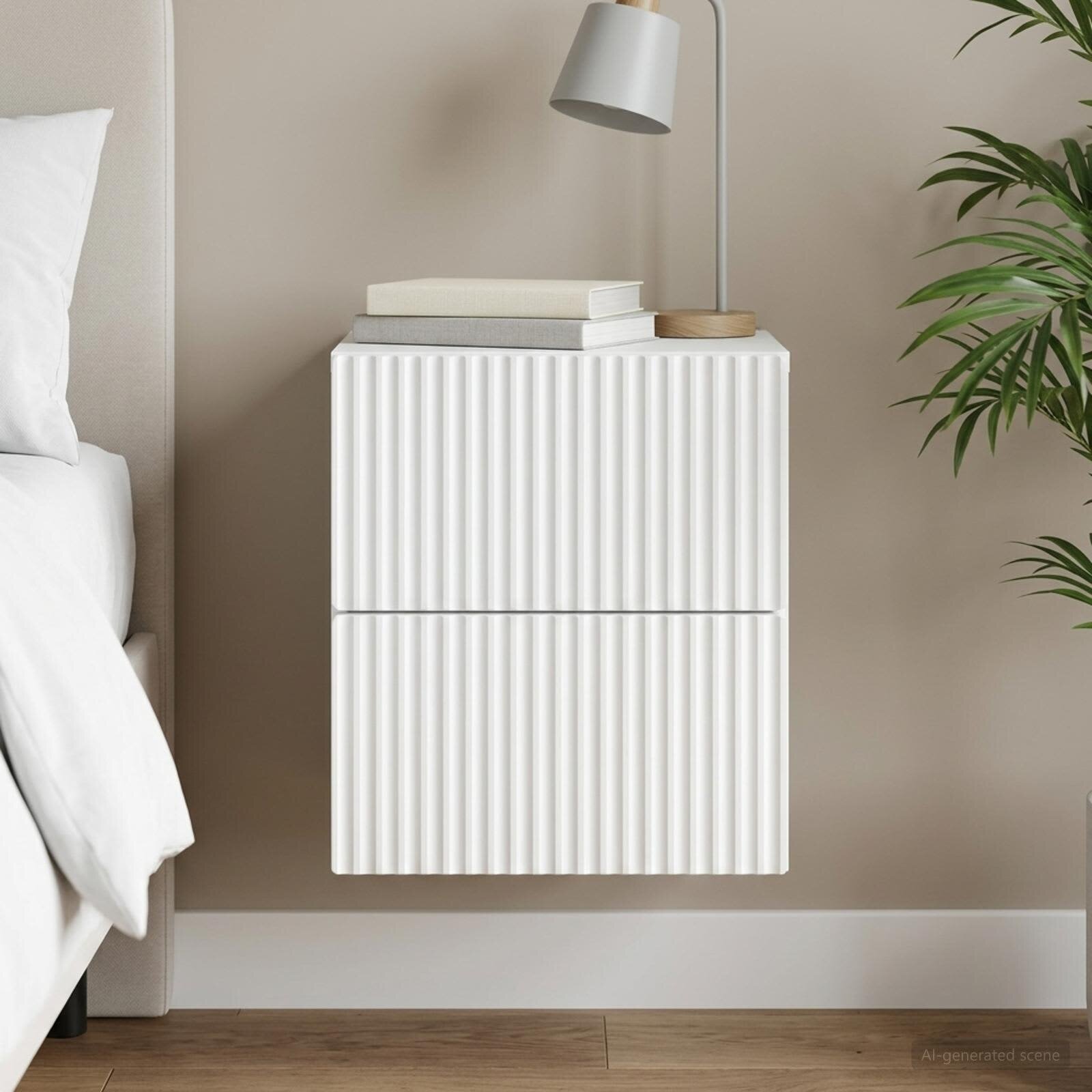 vidaXL Спален шкаф с монтаж на стена с чекмедже Бяло 33 x 345 x 40 см