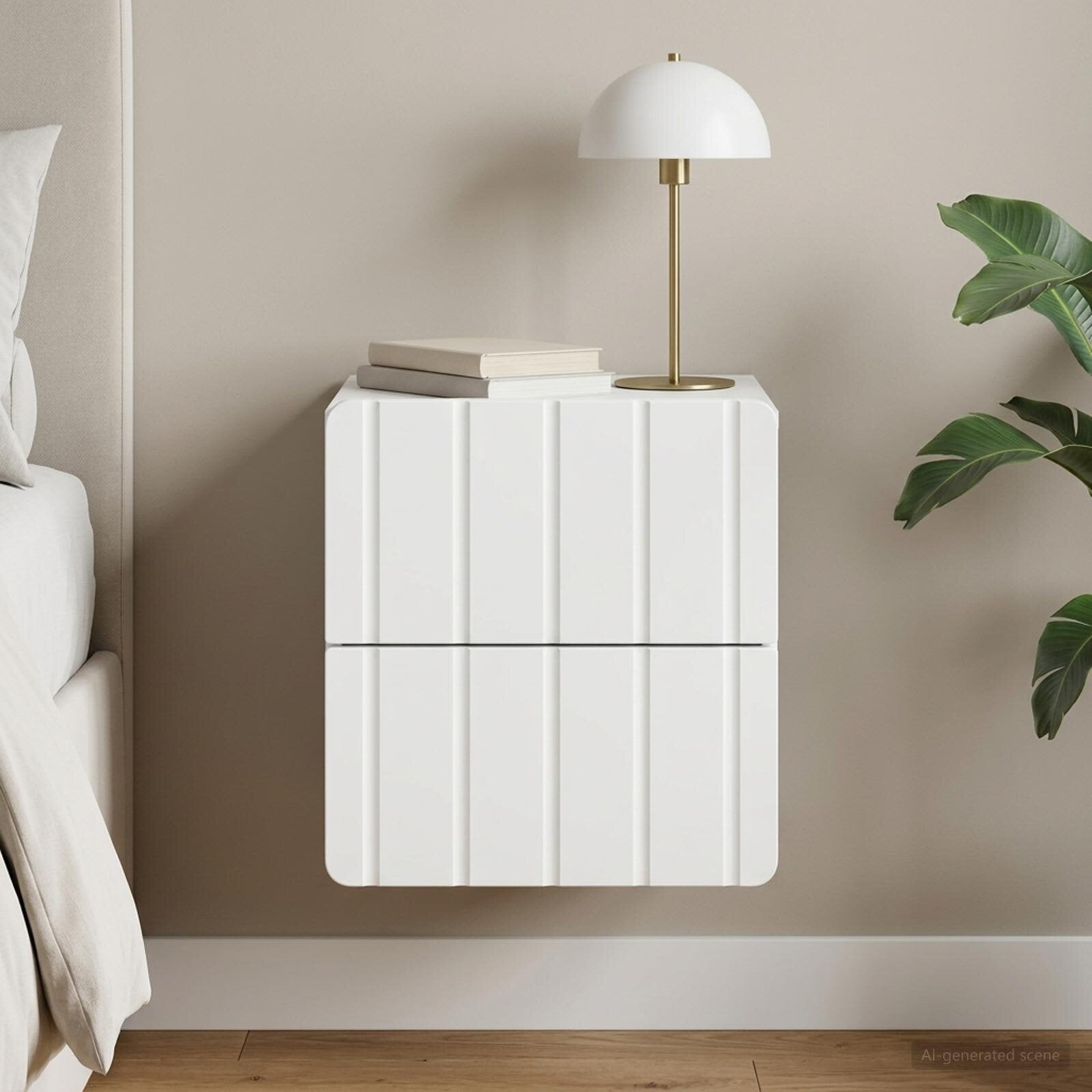 vidaXL Спален шкаф с монтаж на стена с чекмедже Бяло 33 x 345 x 43 см