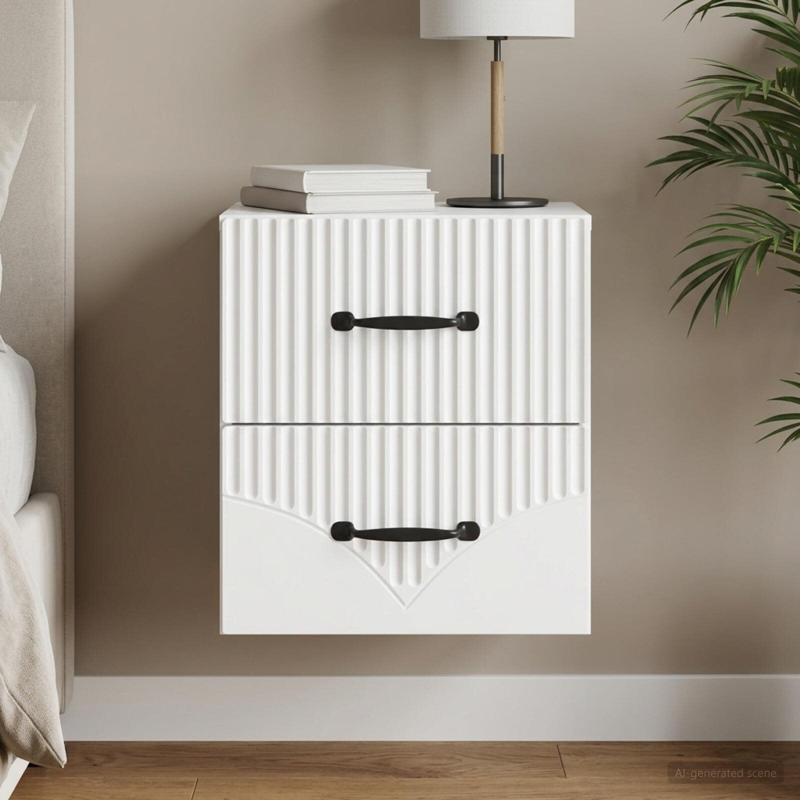 vidaXL Спален шкаф с монтаж на стена с чекмедже Бяло 345 x 33 x 40 см