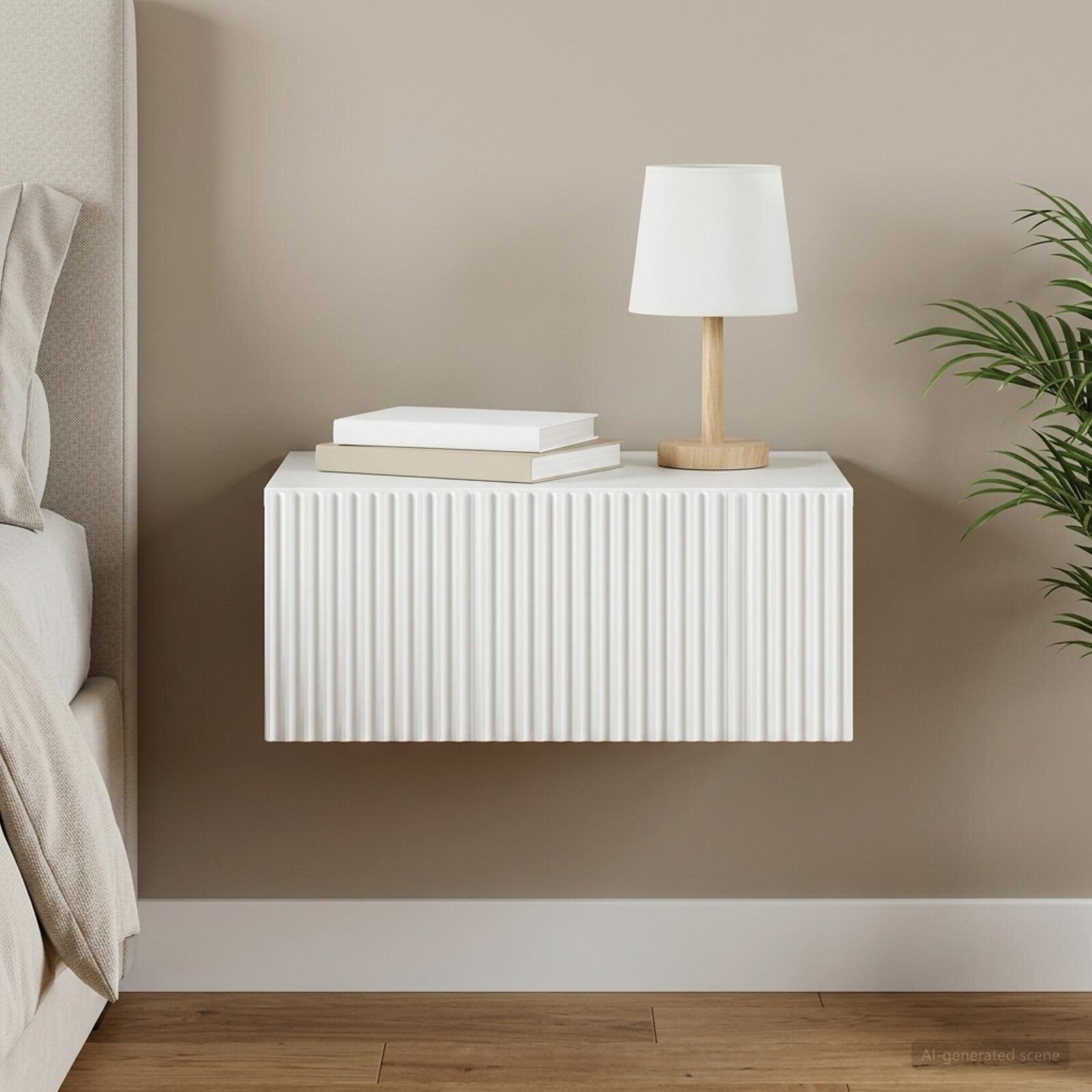 vidaXL Спален шкаф с монтаж на стена с чекмедже Бяло 49 x 345 x 20 см