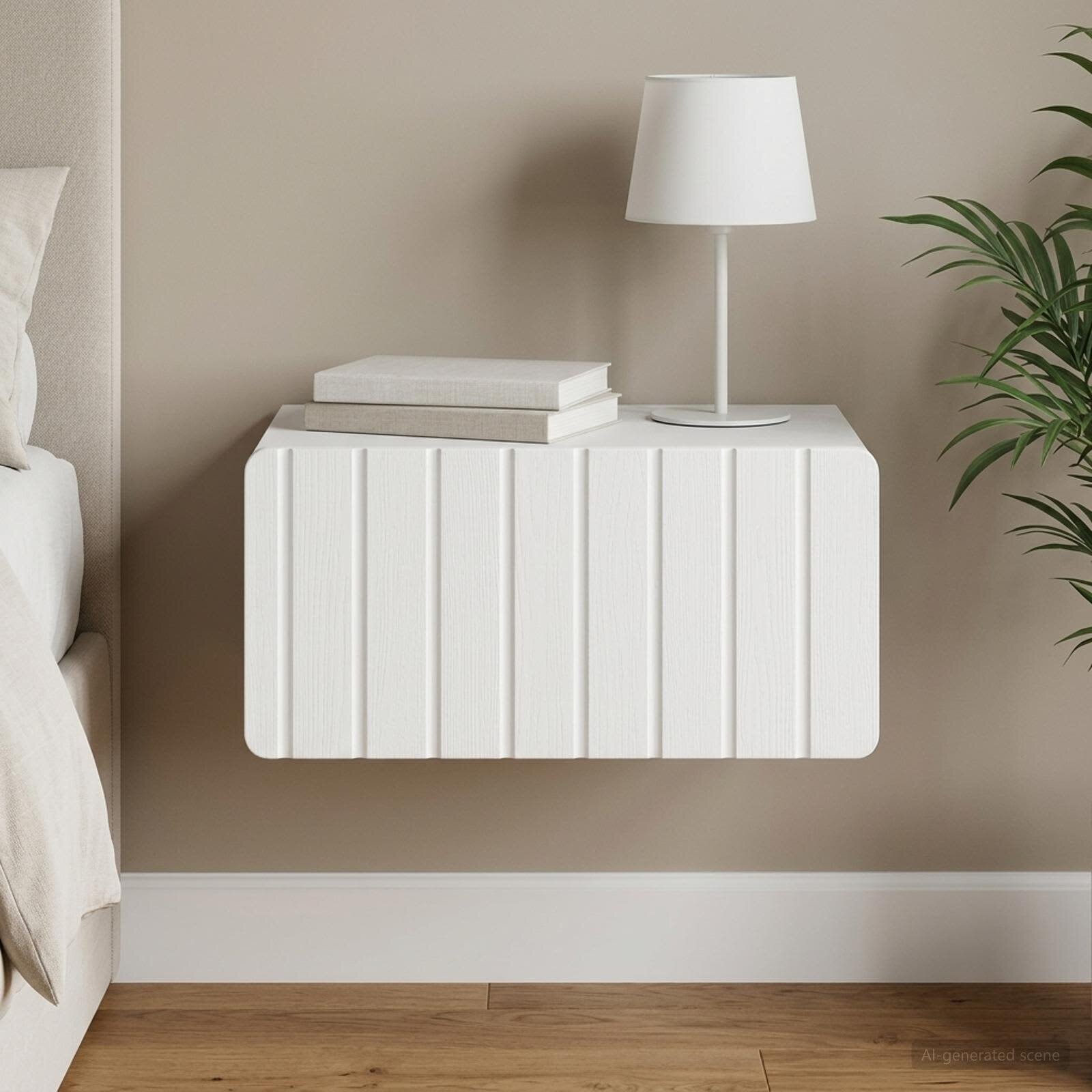 vidaXL Спален шкаф с монтаж на стена с чекмедже Бяло 49 x 345 x 24 см