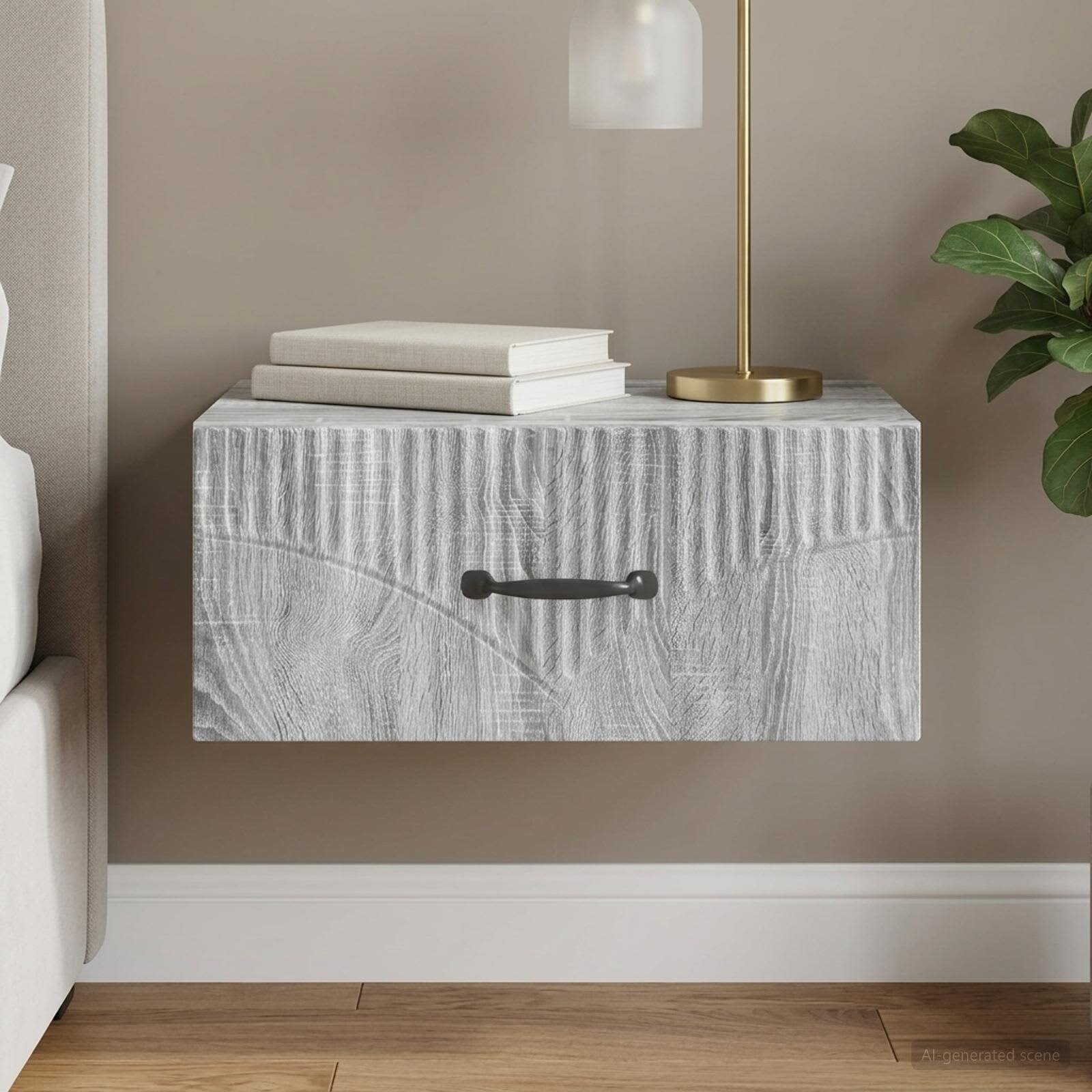 vidaXL Спален шкаф с монтаж на стена Сива сонома 49 x 345 x 20 см