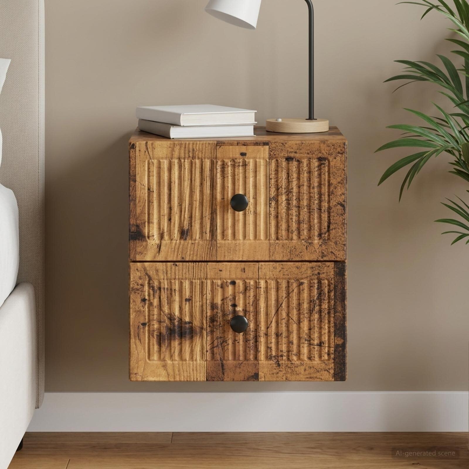 vidaXL Спален шкаф с монтаж на стена Старо дърво 33 x 345 x 40 см