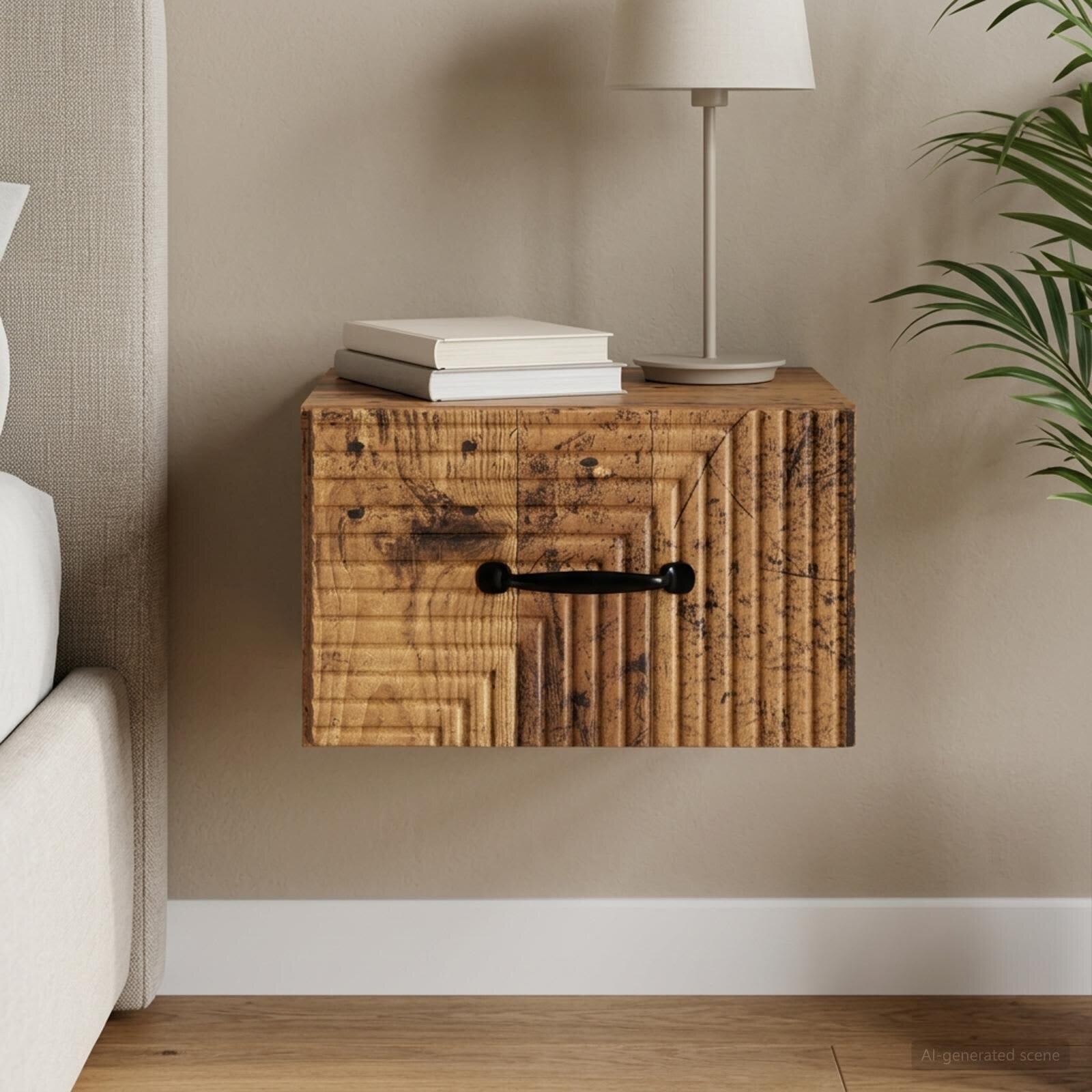 vidaXL Спален шкаф с монтаж на стена Старо дърво 345 x 33 x 20 см