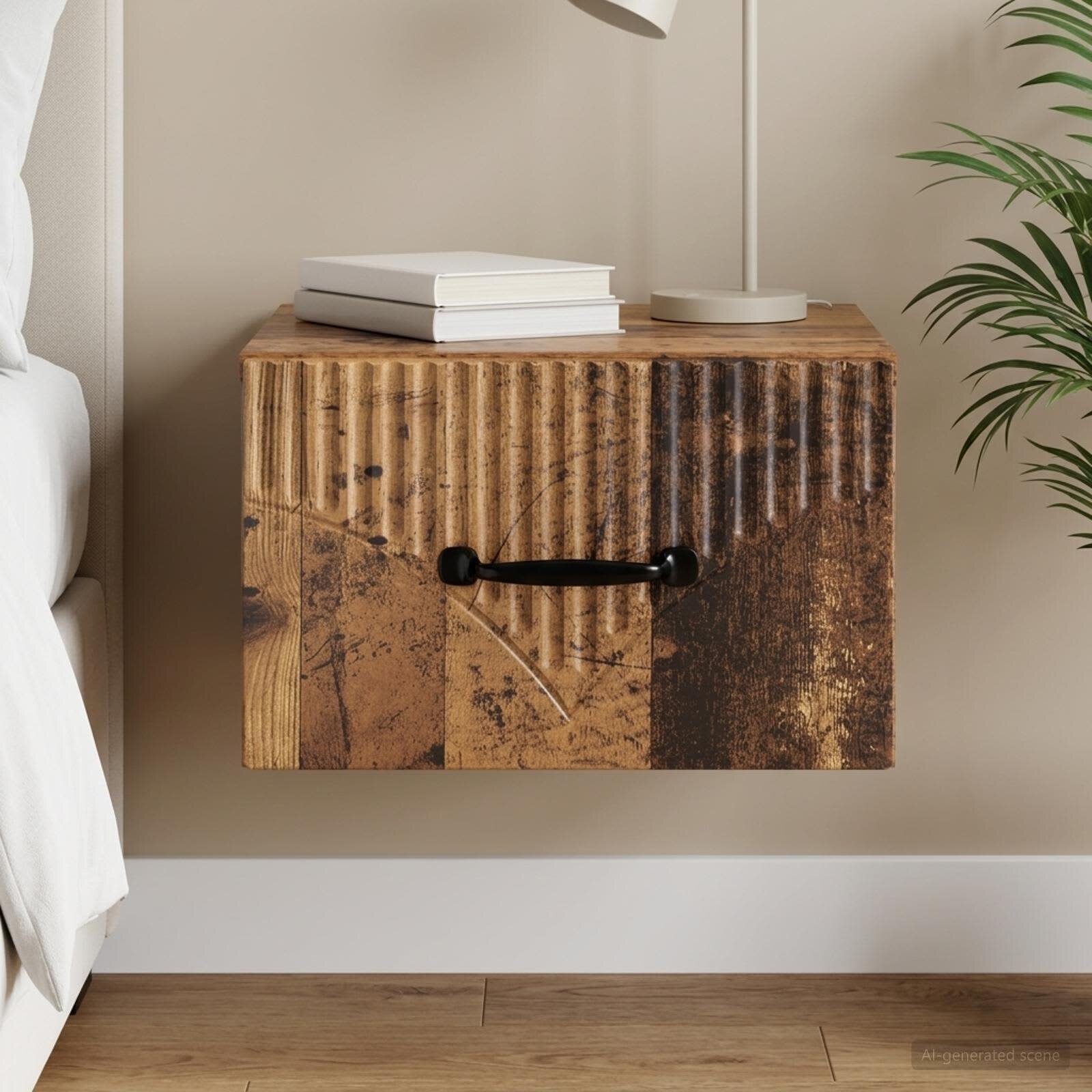 vidaXL Спален шкаф с монтаж на стена Старо дърво 345 x 33 x 20 см