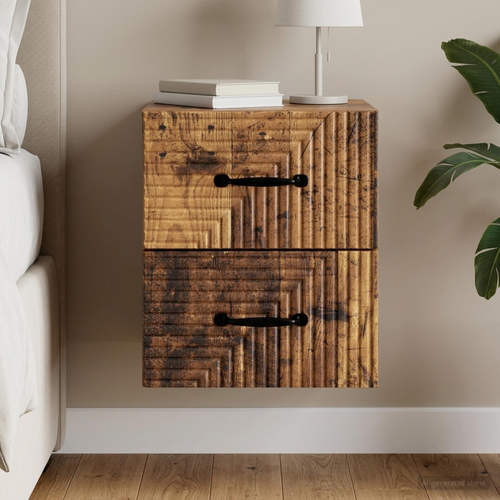 vidaXL Спален шкаф с монтаж на стена Старо дърво 345 x 33 x 40 см