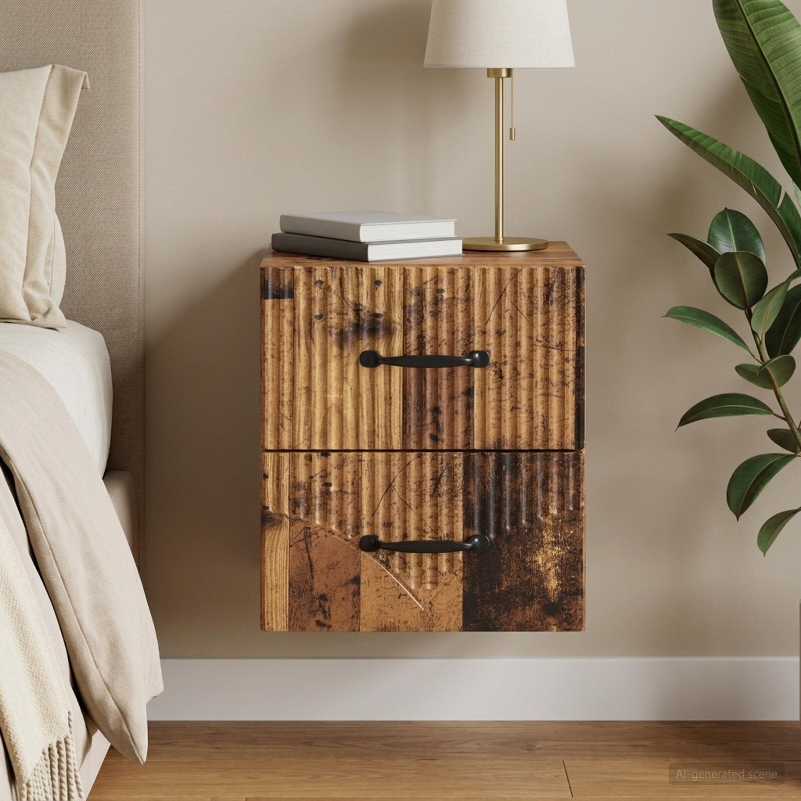 vidaXL Спален шкаф с монтаж на стена Старо дърво 345 x 33 x 40 см