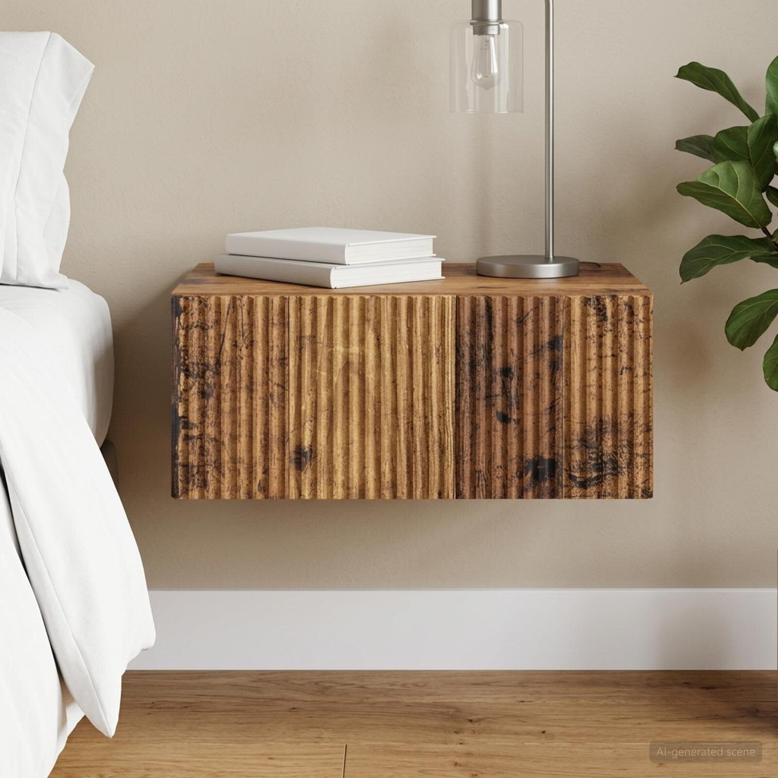 vidaXL Спален шкаф с монтаж на стена Старо дърво 49 x 345 x 20 см