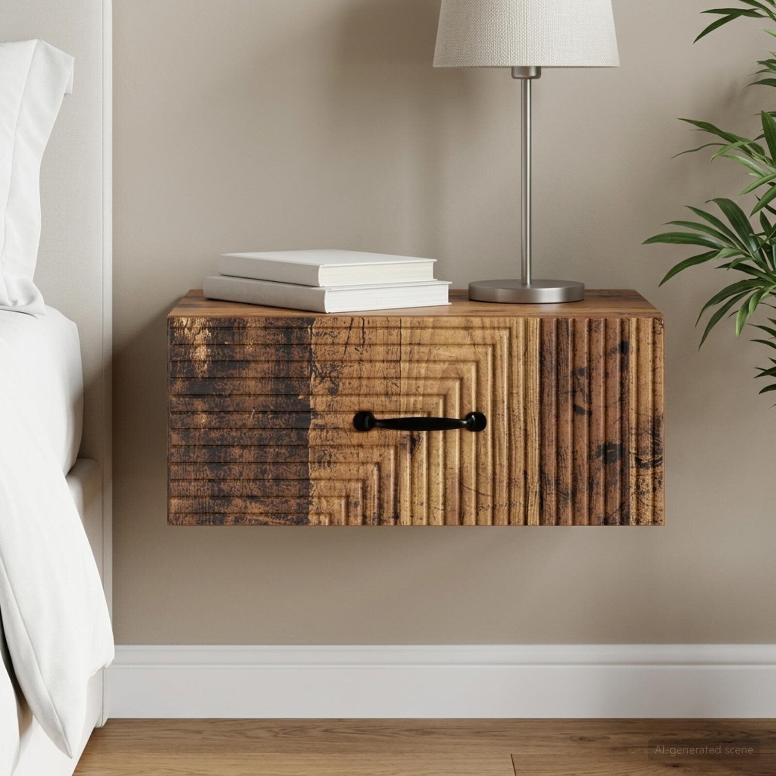 vidaXL Спален шкаф с монтаж на стена Старо дърво 49 x 345 x 20 см