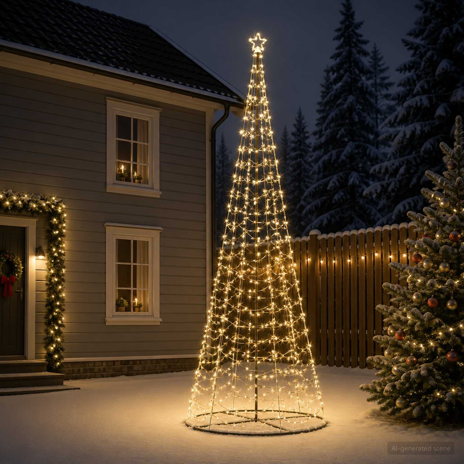 vidaXL Спирално LED коледно дърво с основа EKENAS 400 см