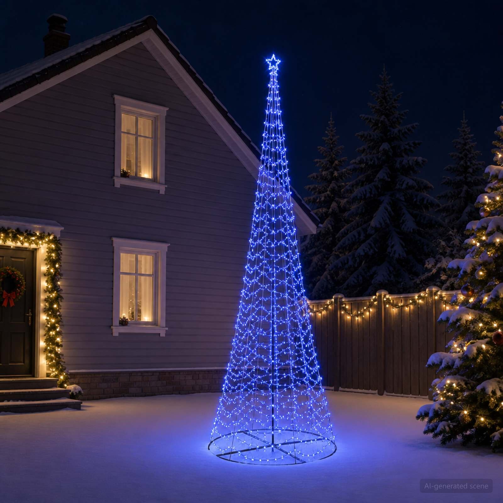 vidaXL Спирално LED коледно дърво с основа EKENAS 500 см