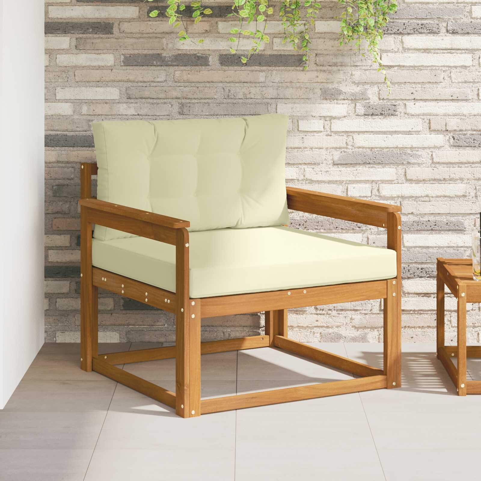 vidaXL Среден диван за открито Натурално