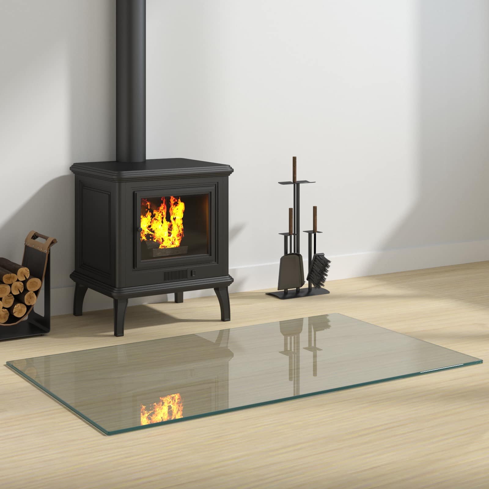 vidaXL Стъклена плоча за камина Прозрачен 100 x 60 cm Стъкло