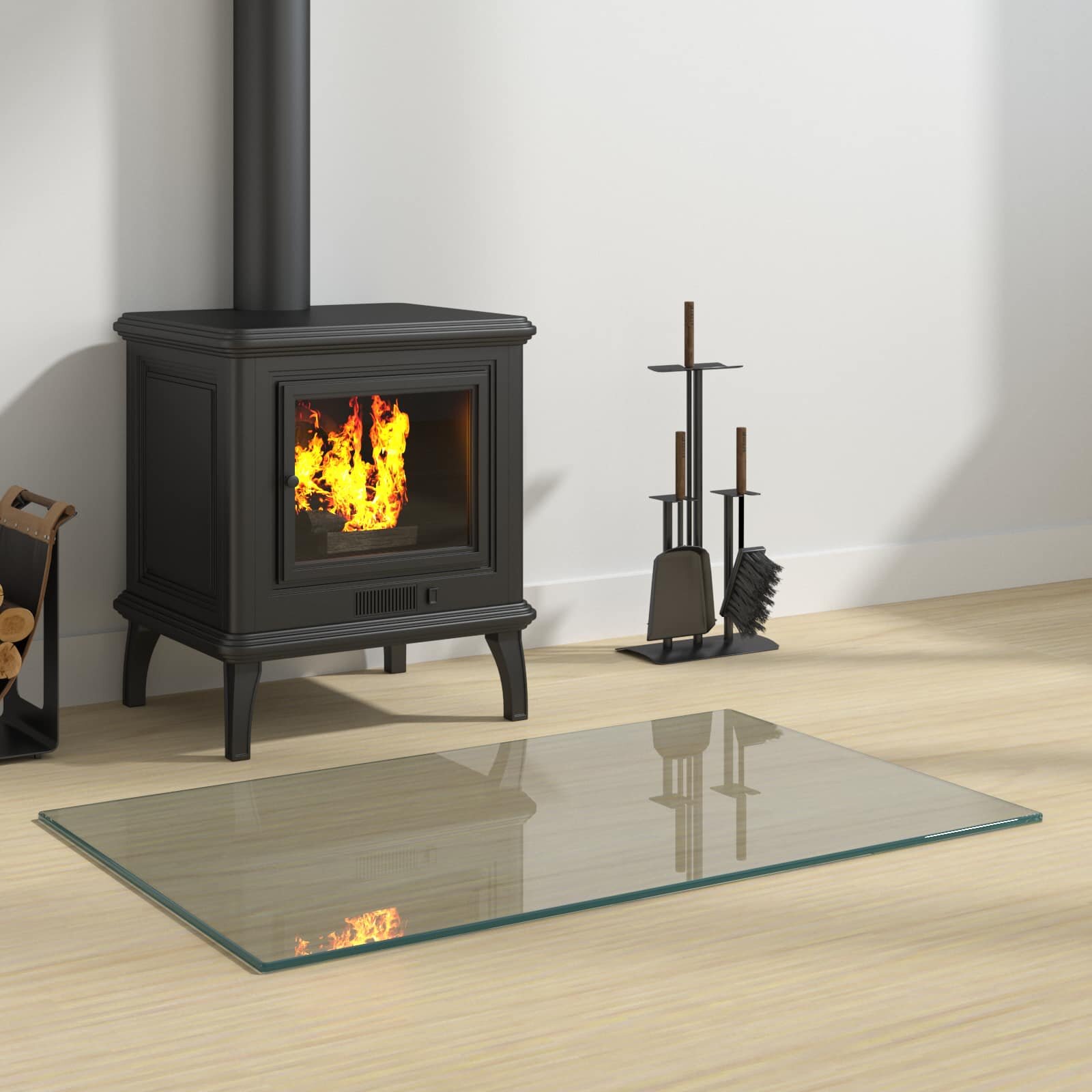 vidaXL Стъклена плоча за камина Прозрачен 80 x 50 cm Стъкло