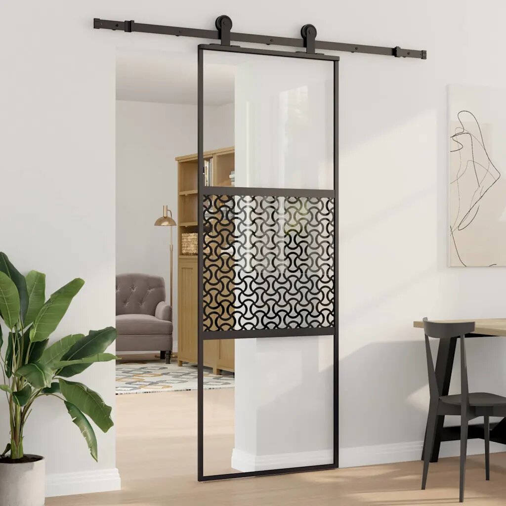 vidaXL Стъклена врата 76 x 2 x 205 см Алуминий Черно