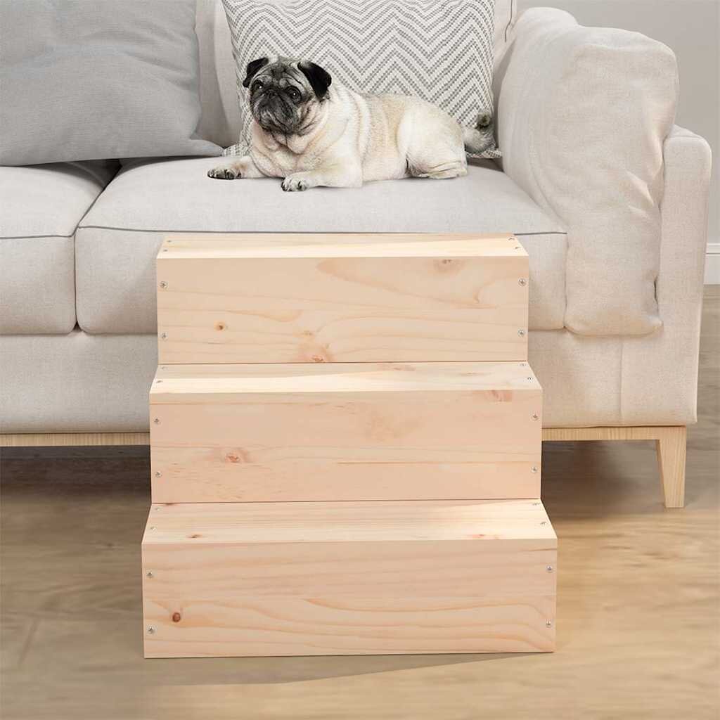 vidaXL Стълба за домашни любимци 40x375x35 см бор масив